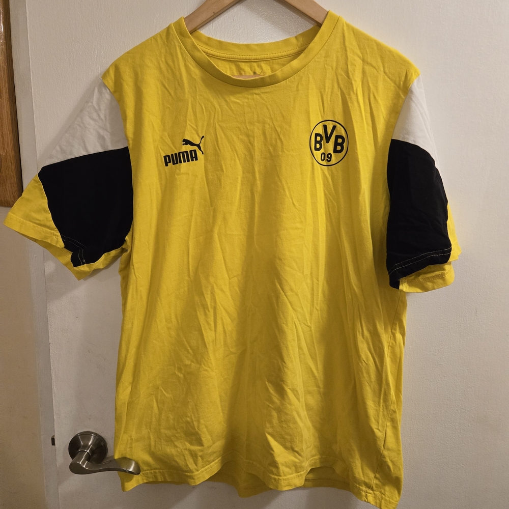 Puma BVB 09 Borussia Dortmund Yellow T-Shirt with Black and White Size L - Picture 8 of 9